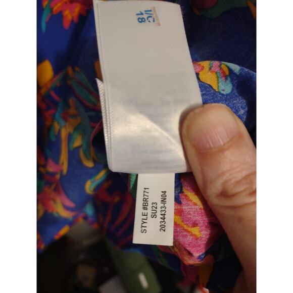 J. Crew Factory Tropical Print Ruffle Blouse SP Boxy Lightweight Vacation Casual - Picture 5 of 6